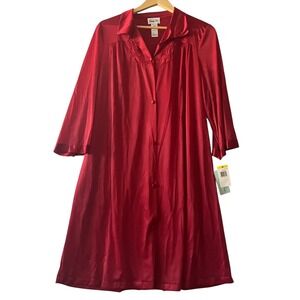 Vtg Vanity Fair Red Nylon Full Length Robe Medium M Sleepwear‎ Style 31-107 NWT